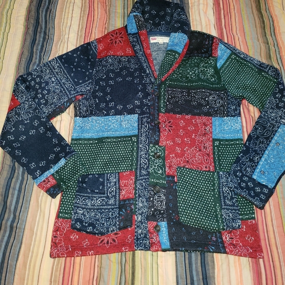 Levi's patchwork shawl collar sweater
